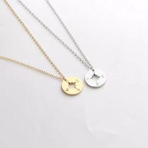 NEW‎ Gold Compass Charm Necklace